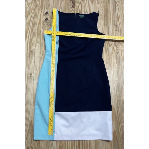 LAUREN RALPH LAUREN Sleeveless Color Block Shift Dress Women's 12 Lined Zipper - Picture 5 of 8